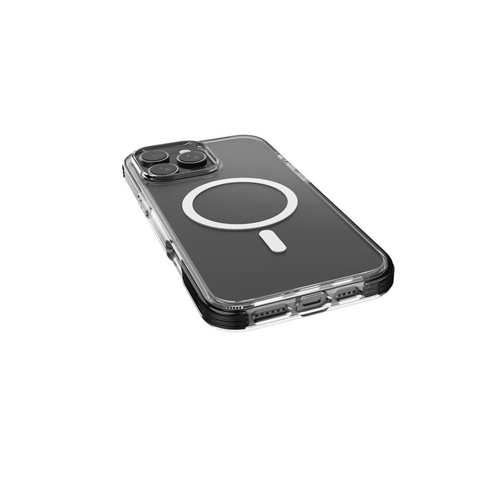 Apple iPhone 16 Pro Max Kılıf Magsafe Şarj Özellikli Airbag Tasarımlı Raptic Clear Serisi Şeffaf Kapak - Siyah