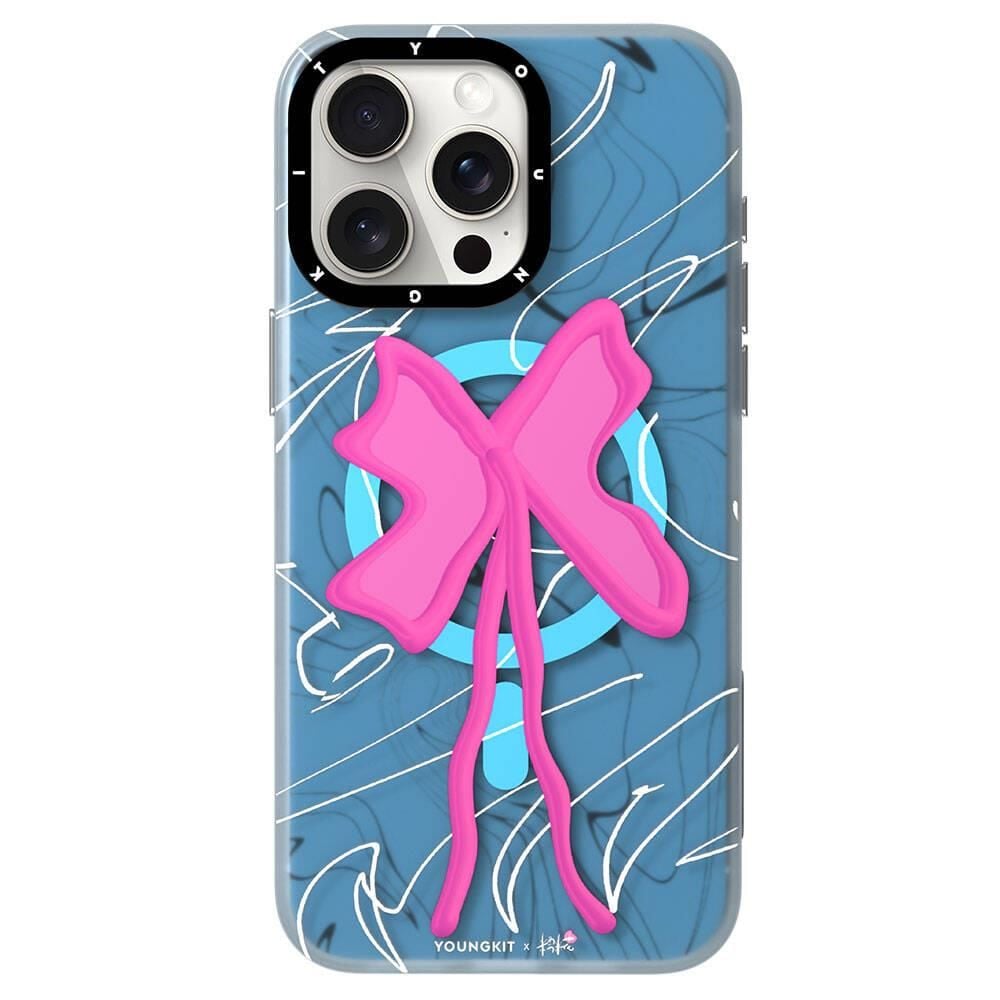 Apple iPhone 14 Pro Max Kılıf Magsafe Şarj Özellikli Youngkit Anti-Trend Serisi Kapak - Mavi Pembe