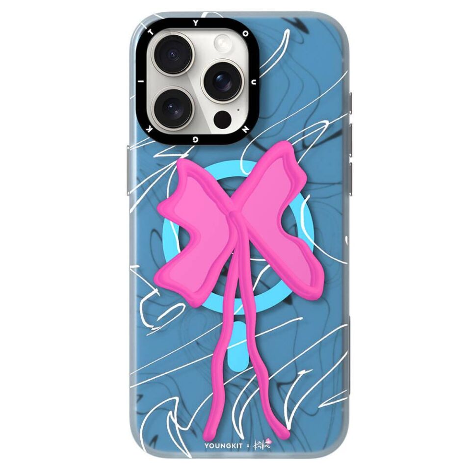 Apple iPhone 14 Pro Max Kılıf Magsafe Şarj Özellikli Youngkit Anti-Trend Serisi Kapak - Mavi Pembe