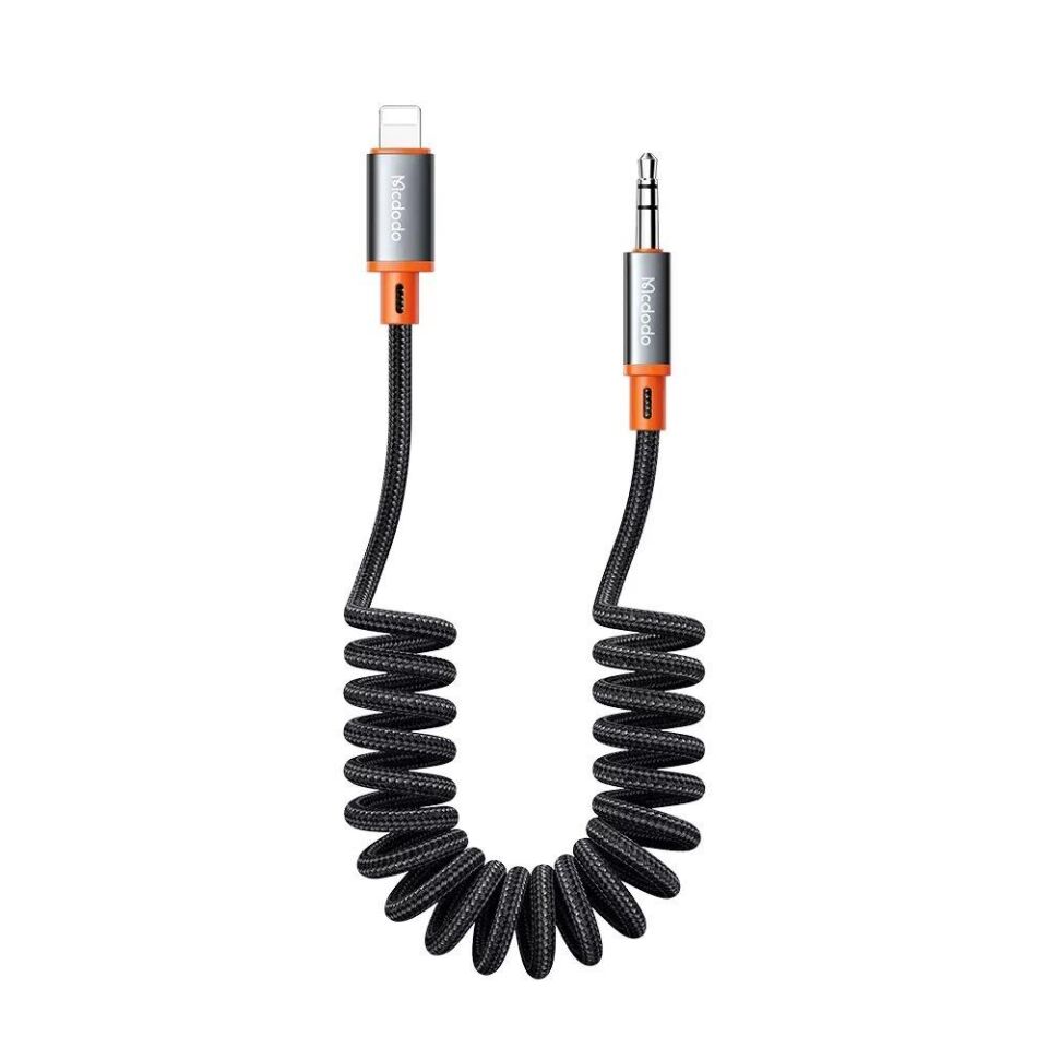 Mcdodo CA-0890 Spiralli Lightning to 3.5mm Ses Kablosu 1.8m-Siyah