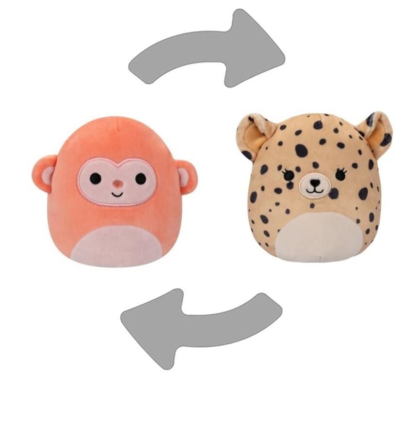 Squishmallows 2'si 1 Arada Peluş Oyuncak  Çita Lexie ve Maymun Elton