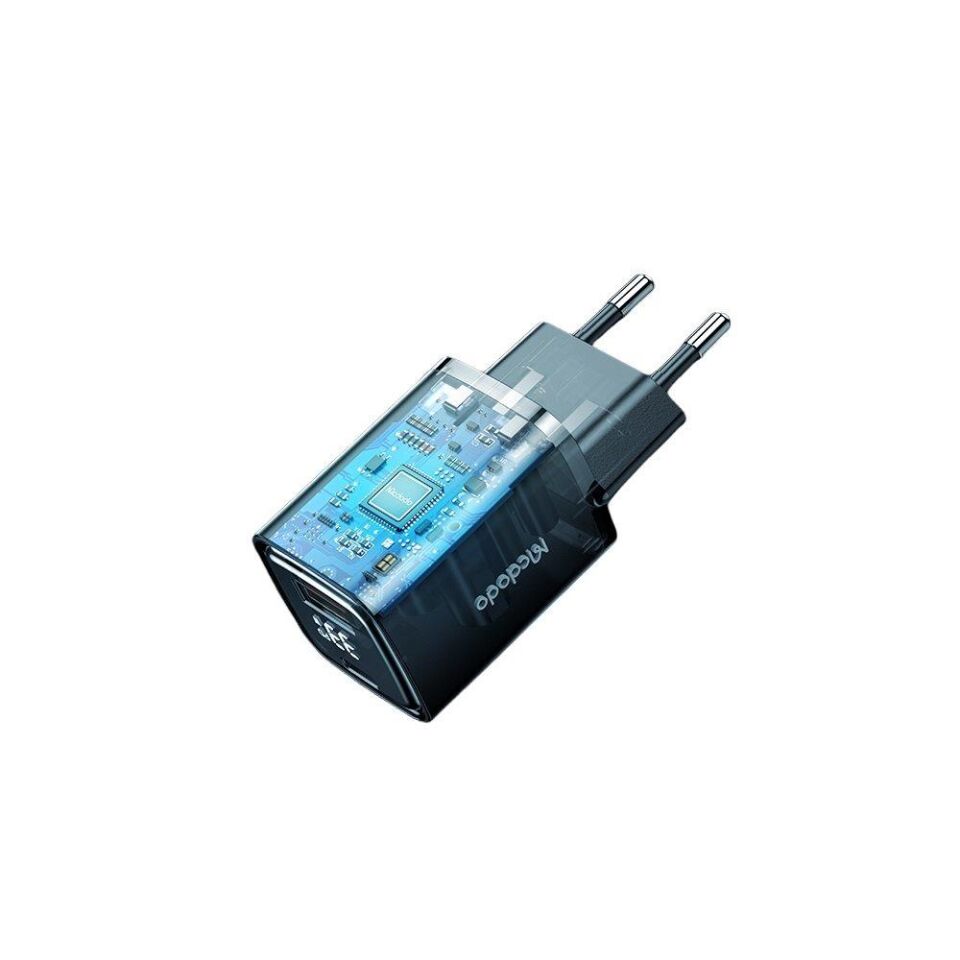 Mcdodo CH-1701 33W 1xUsb 1xType-C Dijital Göstergeli Hızlı Şarj Adaptörü Siyah