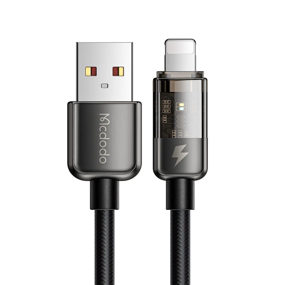 Mcdodo CA-3140 Lightning Led Işıklı Power Off 3A Hızlı Data/Şarj Kablosu 1.2m - Siyah