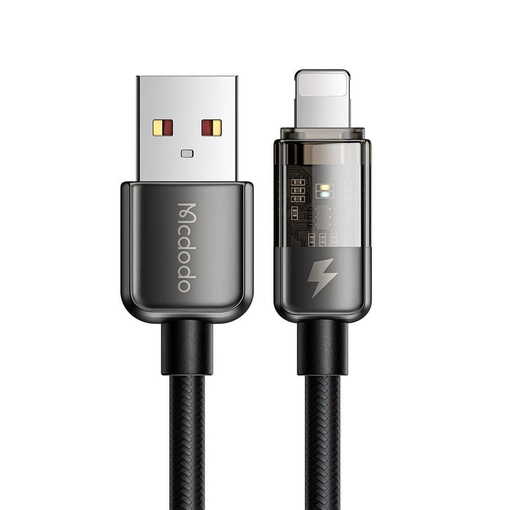 Mcdodo CA-3140 Lightning Led Işıklı Power Off 3A Hızlı Data/Şarj Kablosu 1.2m - Siyah
