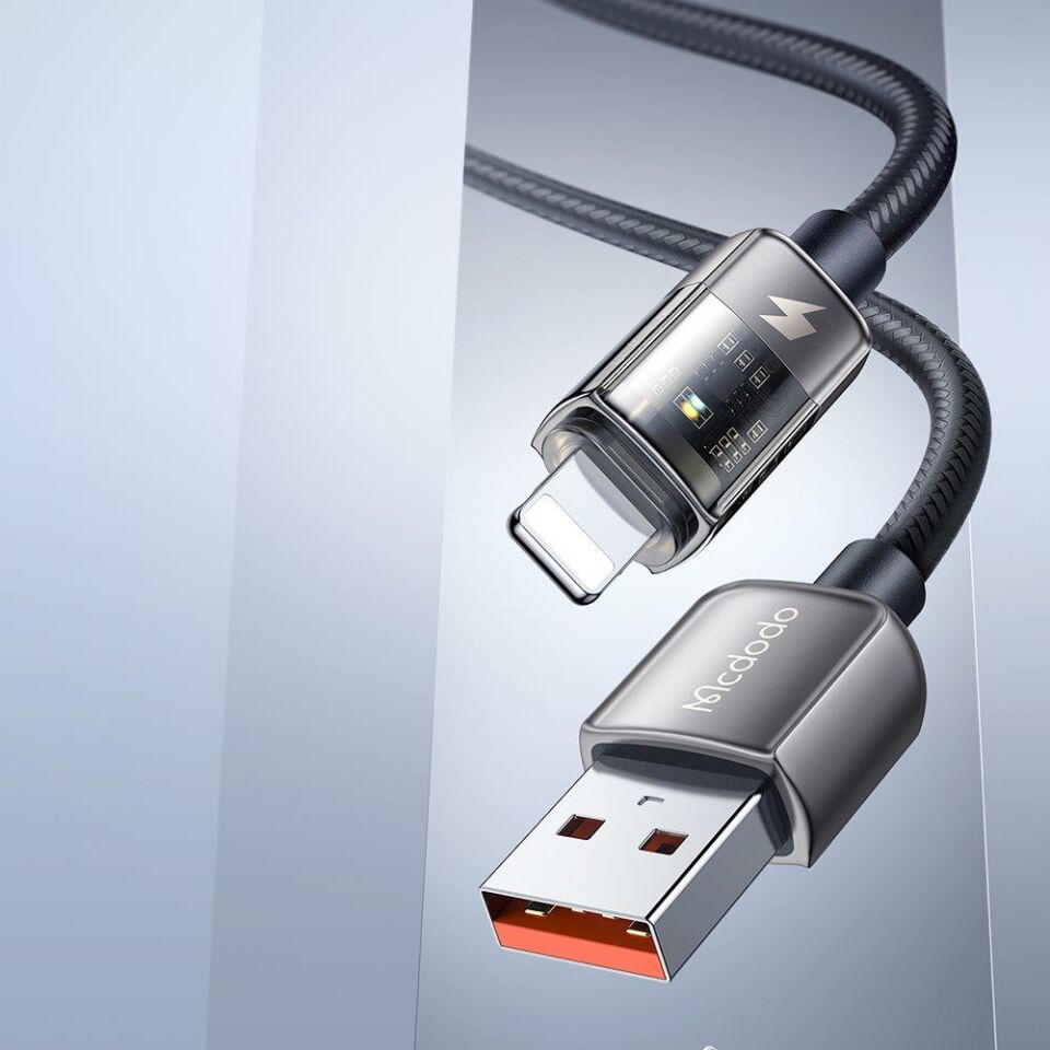 Mcdodo CA-3140 Lightning Led Işıklı Power Off 3A Hızlı Data/Şarj Kablosu 1.2m - Siyah