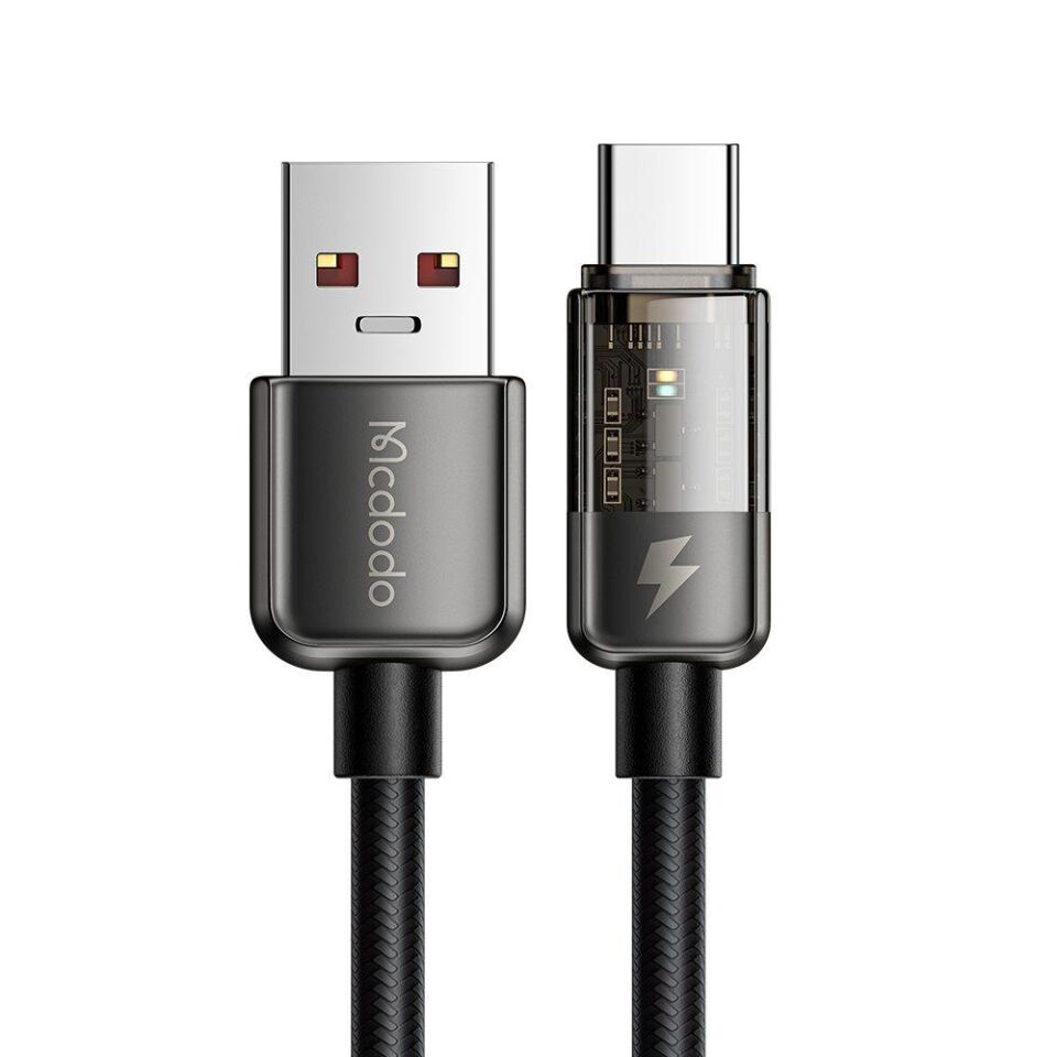 Mcdodo CA-3150 Type-C 100W Led Işıklı Power Off Süper Hızlı Data/Şarj Kablosu 1.2m  Siyah
