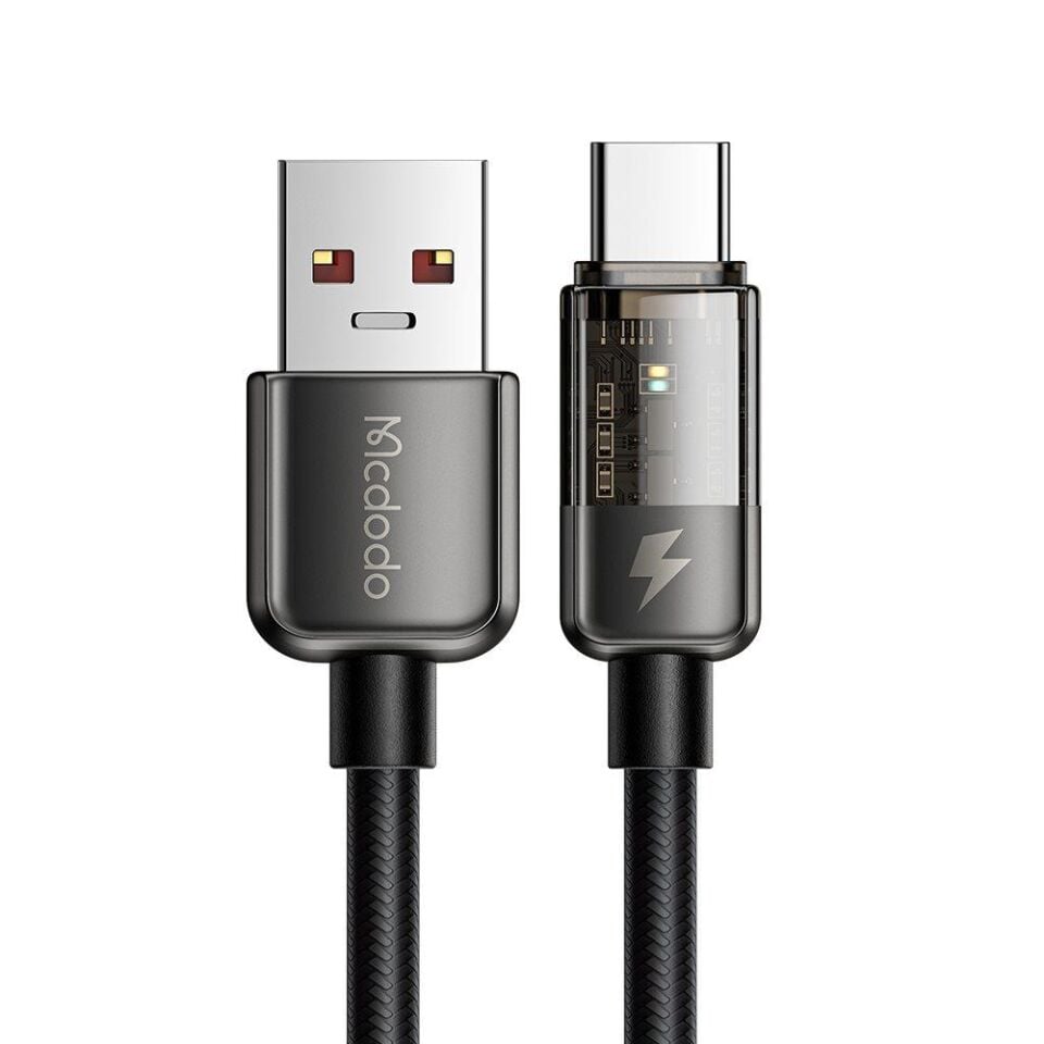 Mcdodo CA-3150 Type-C 100W Led Işıklı Power Off Süper Hızlı Data/Şarj Kablosu 1.2m  Siyah