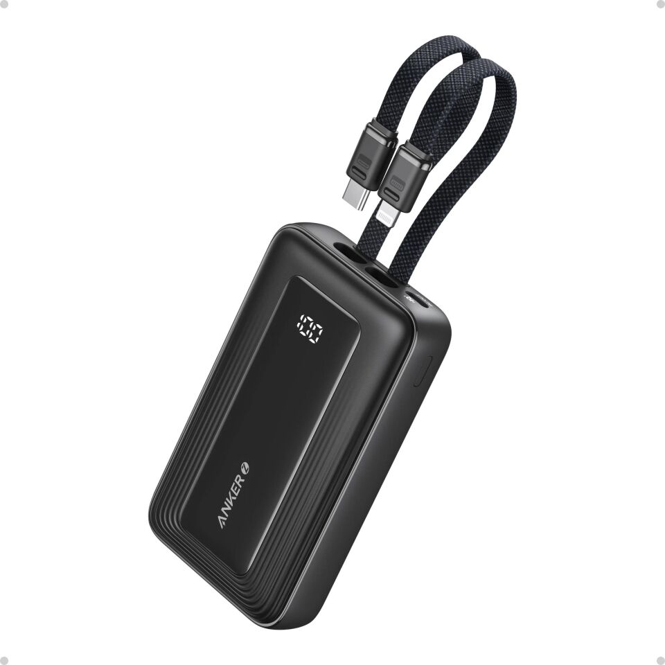 Anker Zolo Powerbank 10K 30W Dahili USB-C+Lightning Kablo Siyah