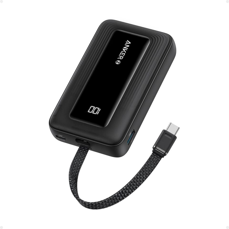 Anker Zolo Powerbank 10K 30W Dahili USB-C Kablo Siyah
