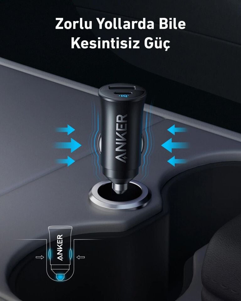 Anker Araç Şarj Cihazı 30W 2 Bağlantı Noktası Siyah