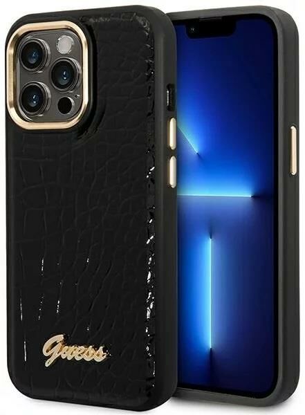 Iphone 14 Pro GUESS Deri Siyah Kılıf GUHCP14LHGCRHK