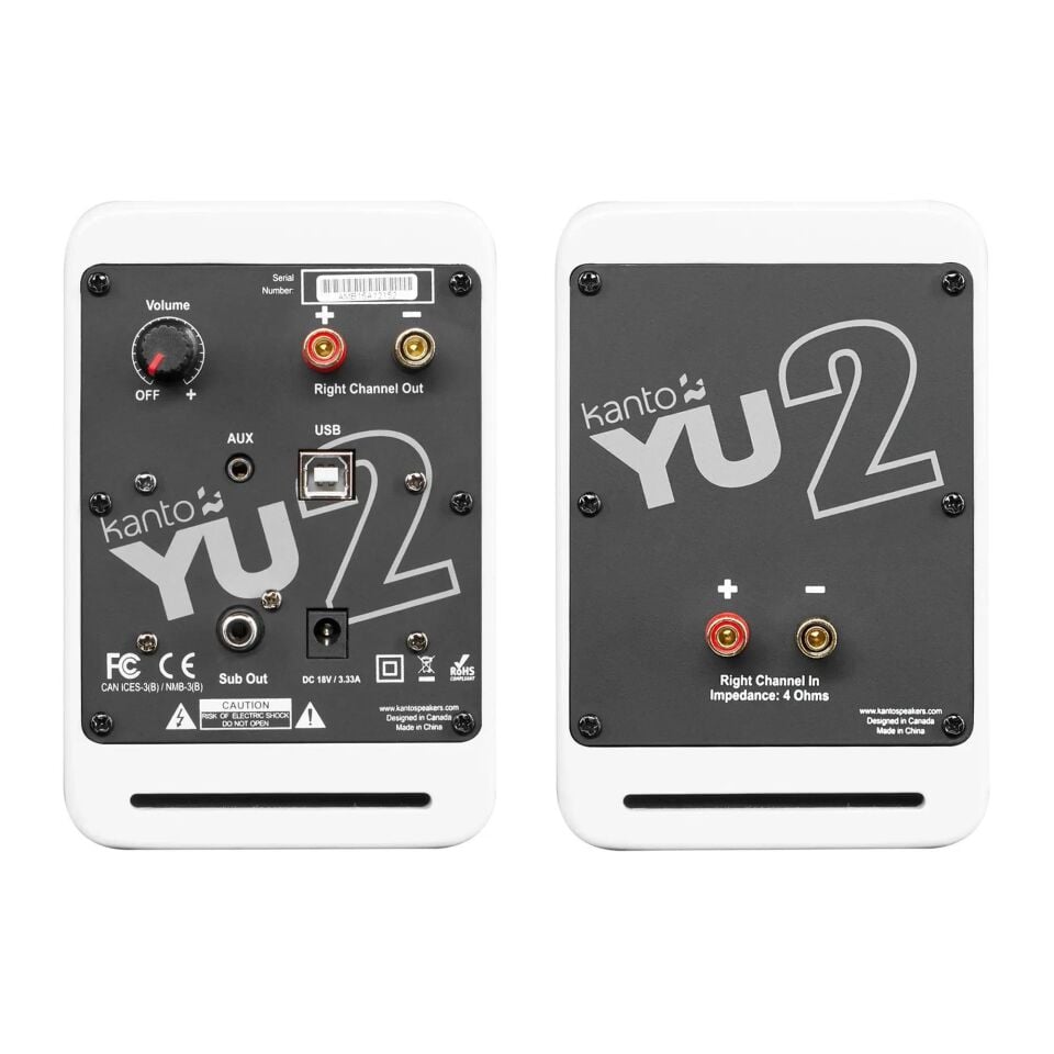 YU2 | 100W Watt 3'' Aktif Hoparlörler, Bluetooth® - Mat Beyaz