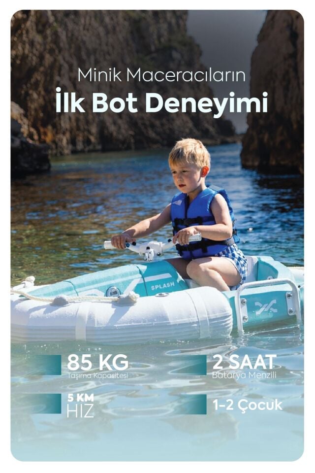 Darth Craft Splash Elektrikli Çocuk Teknesi / Şişme Bot Turkuaz