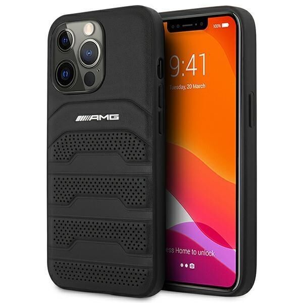 İphone 14 Pro AMG Deri Siyah Kılıf AMHCP14XGSEBK