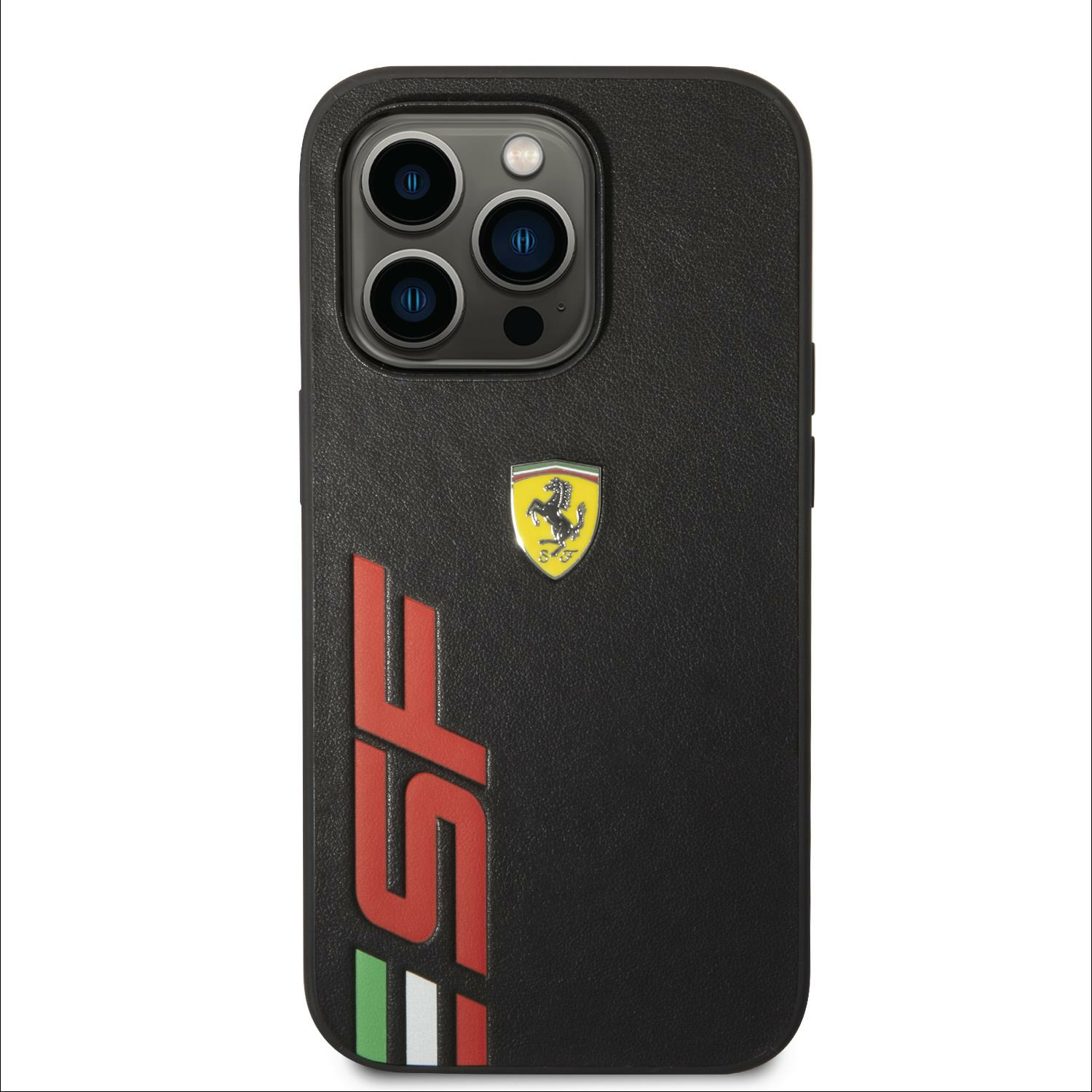 İphone 14 Pro Max Ferrari Deri SF Logolu Baskılı Siyah FEHCP14XPSFK