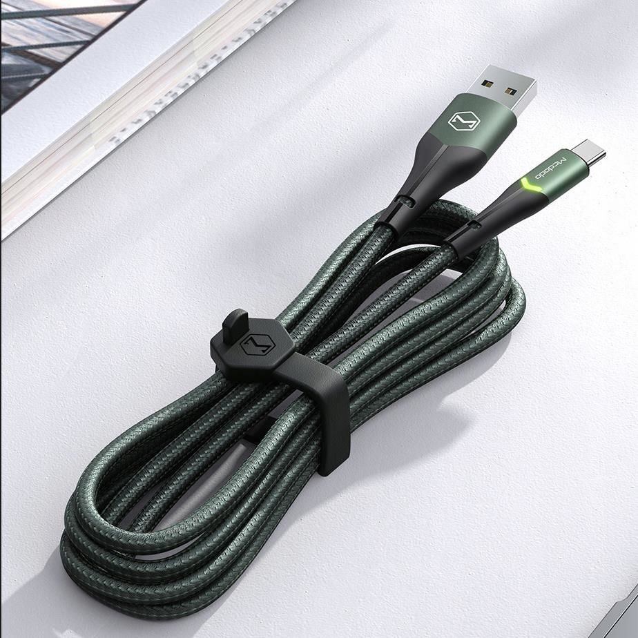 Mcdodo CA-7961 Type-C Led Işıklı Data Şarj Kablosu 3A 1m - Yeşil