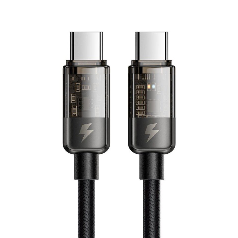 Mcdodo CA-2840 Type-C To Type-C 100W Led Işıklı Power Off Hızlı Data Şarj Kablosu 1.2m - Siyah