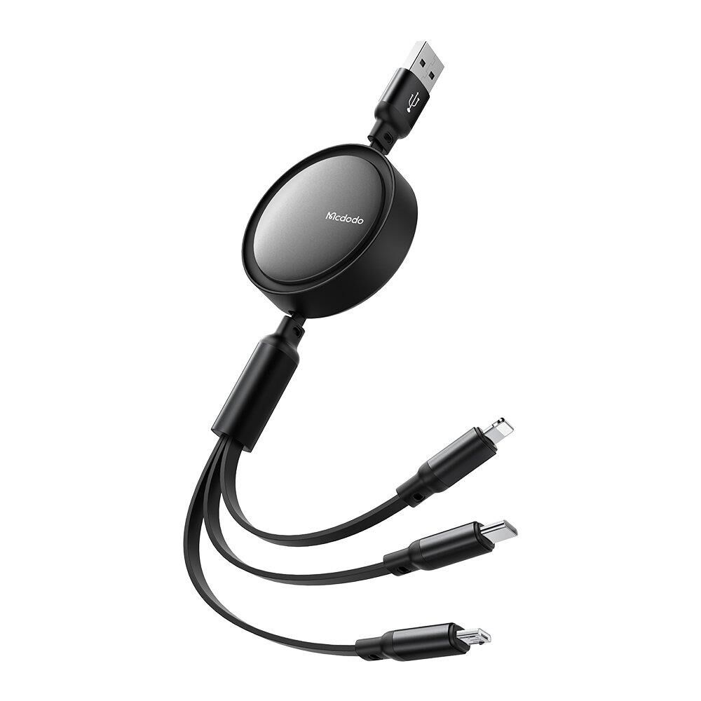 Mcdodo CA-7256 3'ü 1 Arada Usb-A'dan Lightning+Micro+Type-C Şarj ve Veri Kablosu 1.2M