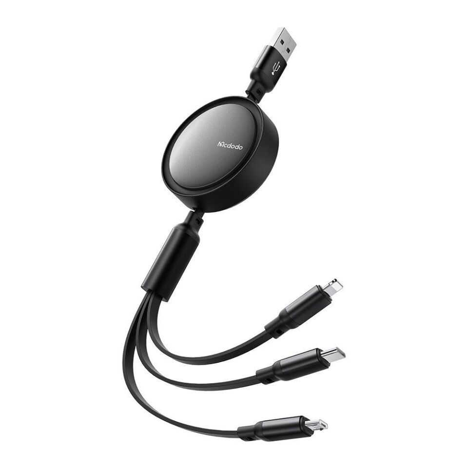 Mcdodo CA-7256 3'ü 1 Arada Usb-A'dan Lightning+Micro+Type-C Şarj ve Veri Kablosu 1.2M
