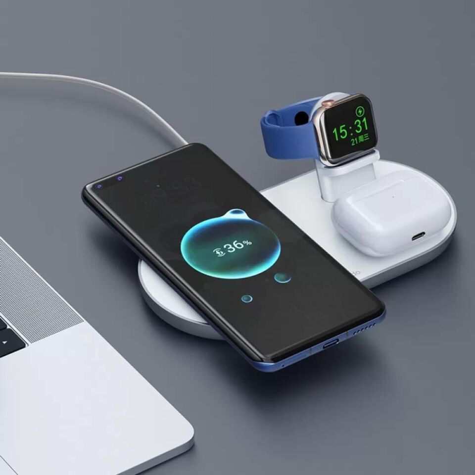 Mcdodo CH-7062 3in1 15W Çoklu Magsafe Tws Kulaklık, Watch Saat ve Telefon Şarj Ünitesi - Beyaz