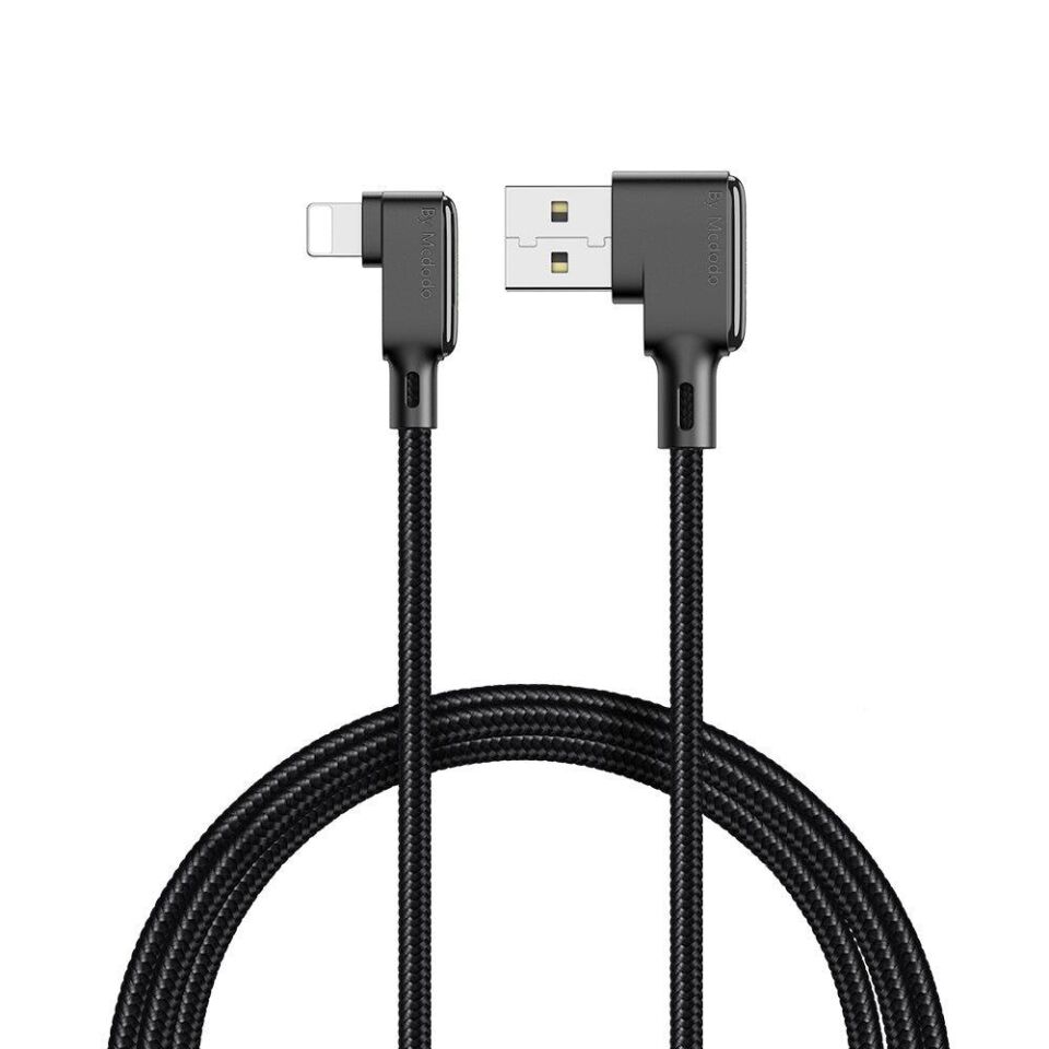 Mcdodo CA-7511 L Tipi Lightning Işıklı Data-Şarj Kablosu 3A 1.8M - Siyah