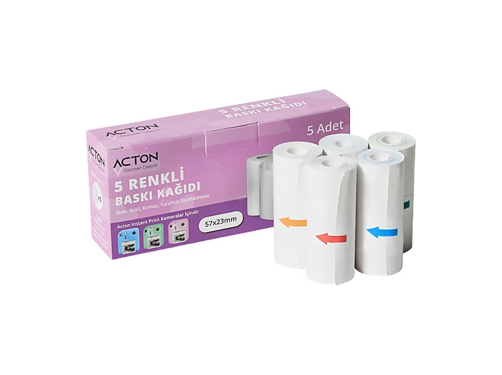 ACTON Şipşak Dijital Çocuk Fotoğraf Makinesi Kağıdı Renkli(5li Paket)