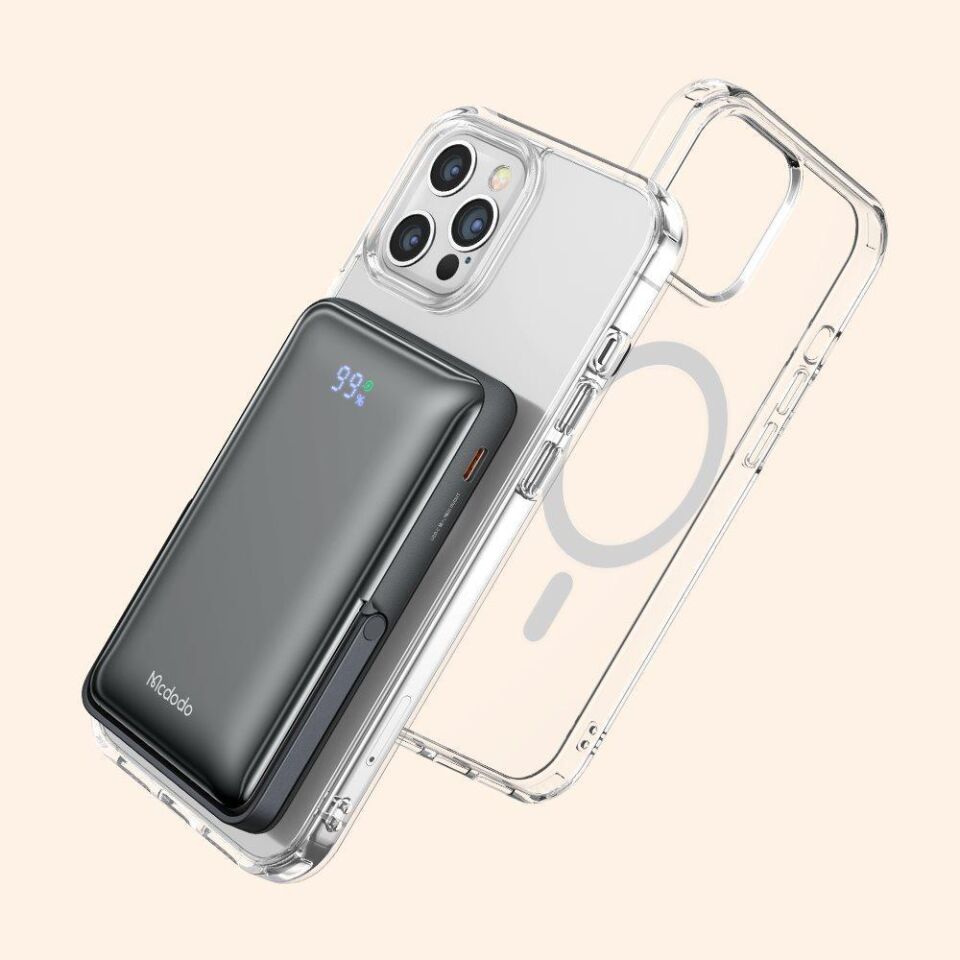 Mcdodo MC-0690 10000 mAh 15W Dijital Göstergeli Magsafe Powerbank Beyaz