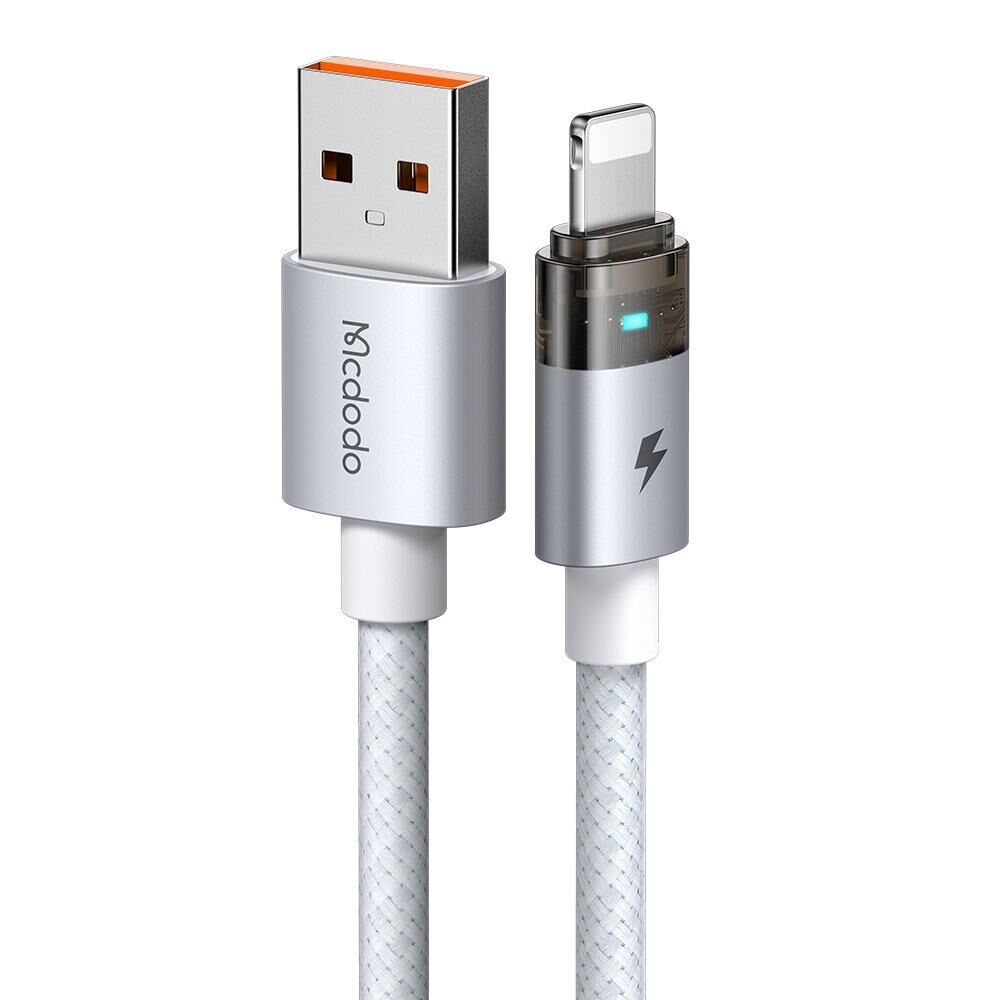 Mcdodo Ca-6912 Usb-A To Lightning Şeffaf Kablo - Şarj Işığı - Beyaz