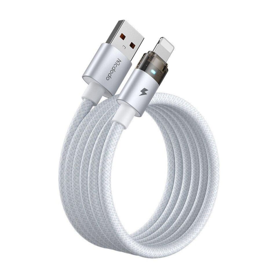 Mcdodo Ca-6912 Usb-A To Lightning Şeffaf Kablo - Şarj Işığı - Beyaz