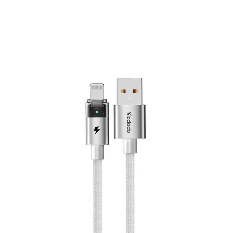 Mcdodo Ca-6912 Usb-A To Lightning Şeffaf Kablo - Şarj Işığı - Beyaz