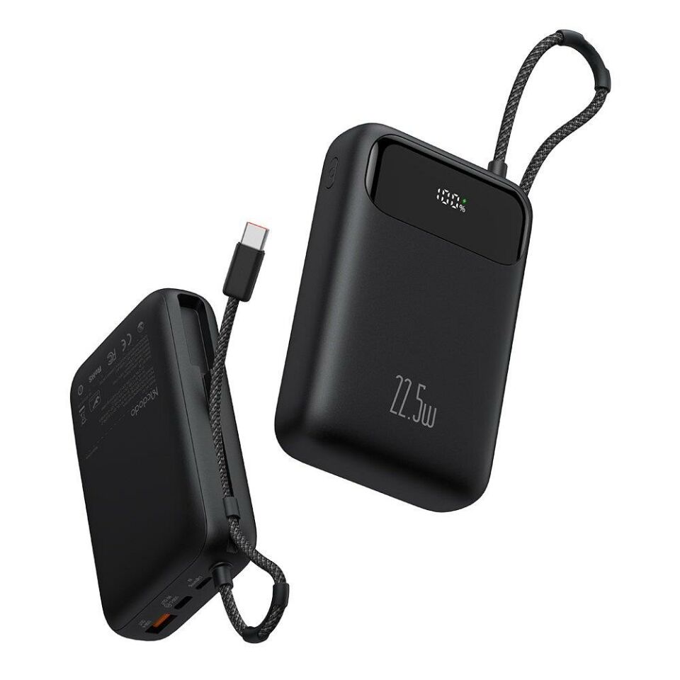 Mcdodo MC-3720 Type-C Kablolu 20000mAh 22.5W Dijital Ekranlı Powerbank Siyah
