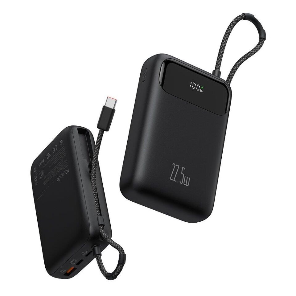 Mcdodo MC-3720 Type-C Kablolu 20000mAh 22.5W Dijital Ekranlı Powerbank Siyah
