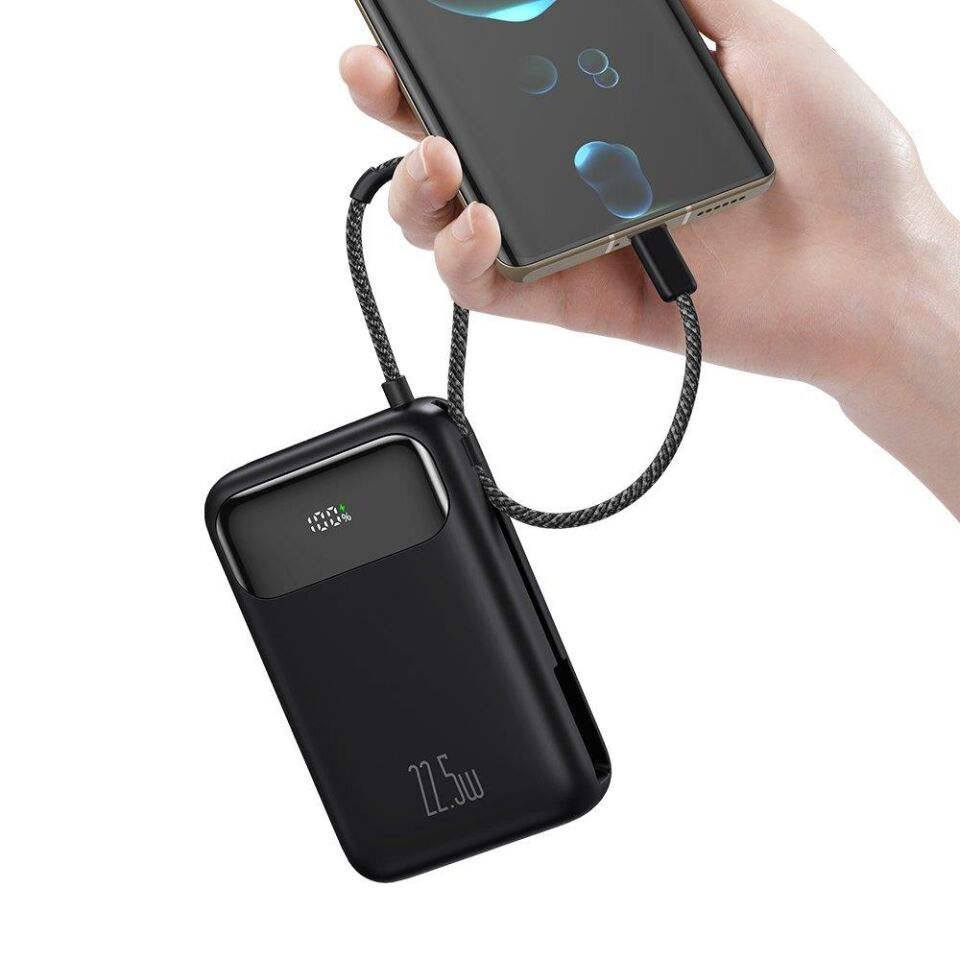 Mcdodo MC-3720 Type-C Kablolu 20000mAh 22.5W Dijital Ekranlı Powerbank Siyah