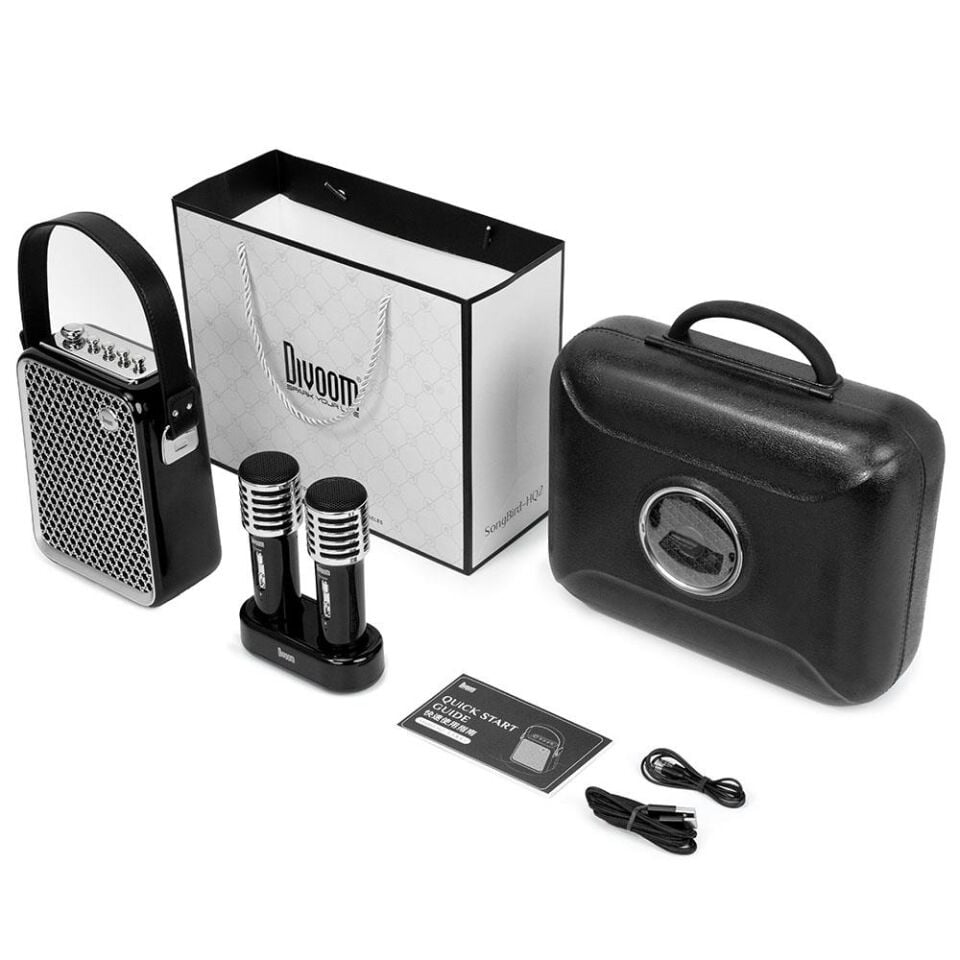 Divoom SongBird-HQ Beyaz Çift Mikrofonlu Bluetooth Hoparlör Siyah