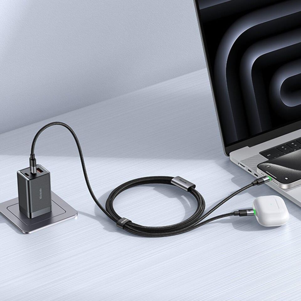 McDodo USB-C - Çift USB-C 100W 2'si 1 Arada Kablo