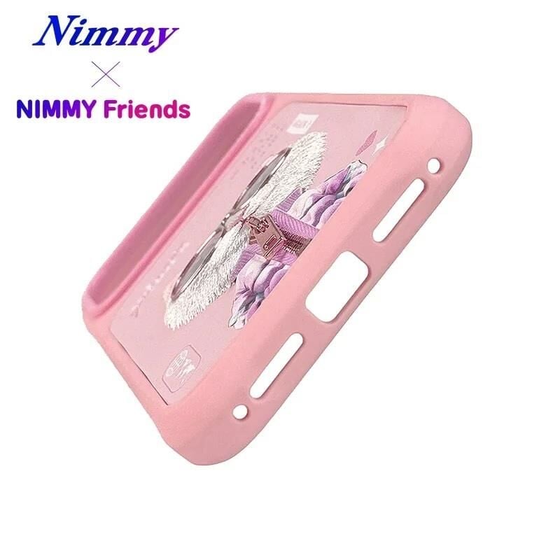 NIMMY Friends 17 Pro Max 3D Nakış İşlemeli Kedi  Desenli Gözlük Ve Fermuar Detaylı    Kılıf Pembe