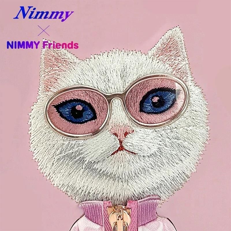 NIMMY Friends 17 Pro Max 3D Nakış İşlemeli Kedi  Desenli Gözlük Ve Fermuar Detaylı    Kılıf Pembe