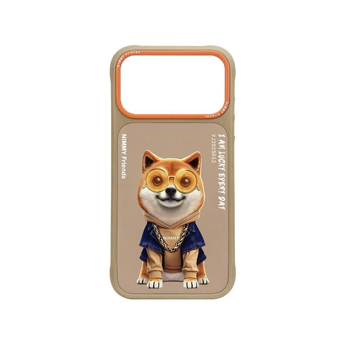 NIMMY Friends 17 Pro 3D Nakış İşlemeli Köpek Desenli Gözlük Ve Zincir Detaylı    Kılıf Desert