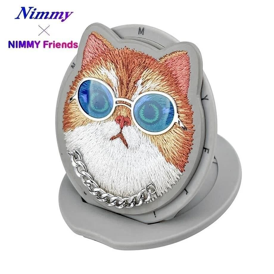 NIMMY Friends 16 Pro Max 3D Nakış İşlemeli Kedi Desenli Gözlük Ve Zincir Detaylı  Değiştirilebilir 3D Socket Aparatlı MagSafe Kılıf Gri