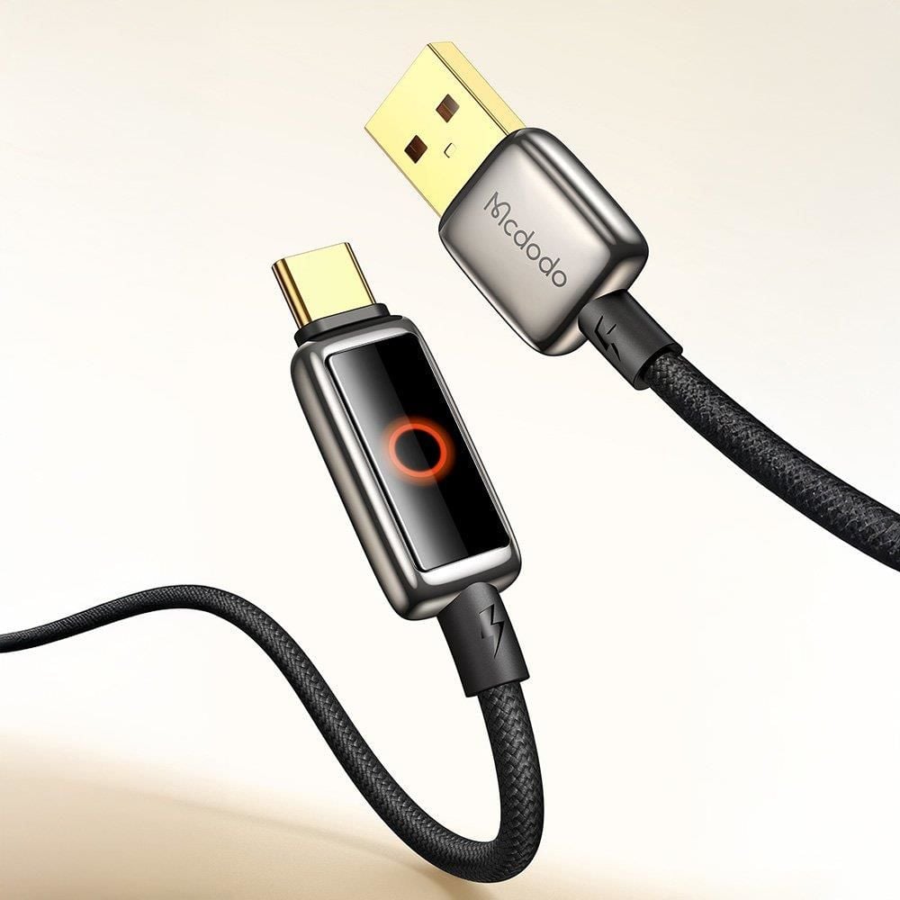 Mcdodo Ca-6650 Usb-A To Usb-C Işık Göstergeli Premium Siyah Kablo