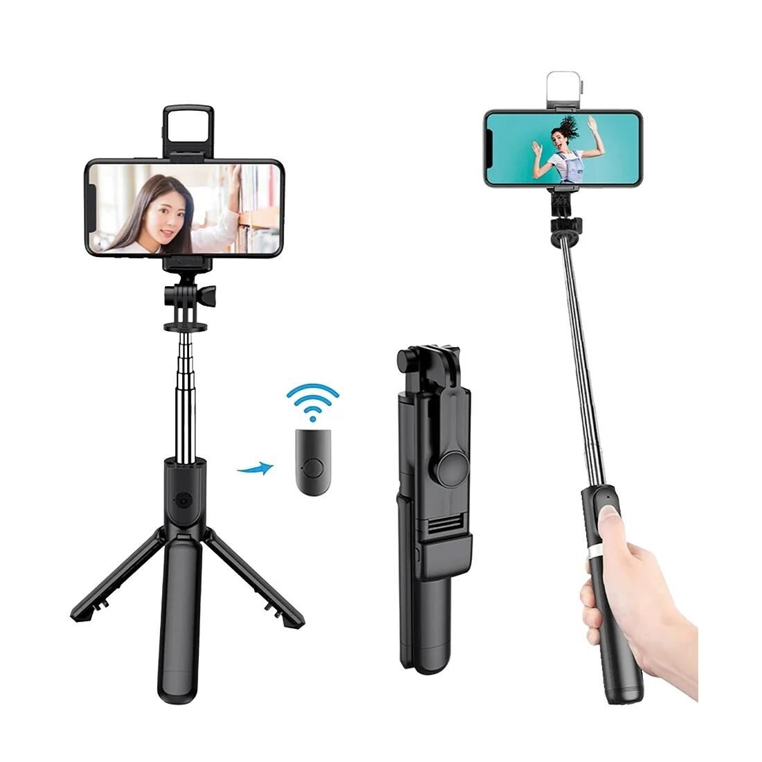 TORIMA S03  Tripod Çok Amaçlı Kumandalı Kablosuz Siyah Selfie Çubuğu Siyah