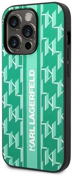 iPhone 14 Pro Max KARL Monogram Şerit Yeşil Kılıf KLHCP14XPGKLSKN