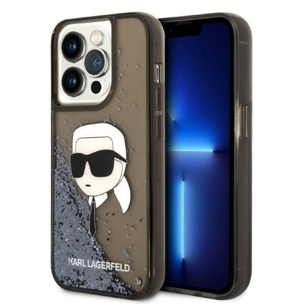 iPhone 14 Pro KARL Sıvı Parıltılı Siyah Kılıf KLHCP14LLNKHCK