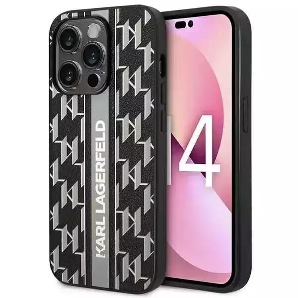 iPhone 14 Pro KARL Monogram Şerit Gri Kılıf KLHCP14LPGKLSKG