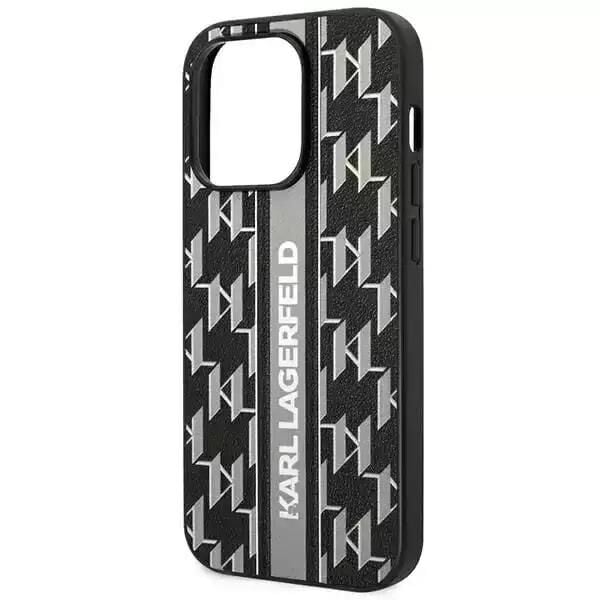 iPhone 14 Pro KARL Monogram Şerit Gri Kılıf KLHCP14LPGKLSKG
