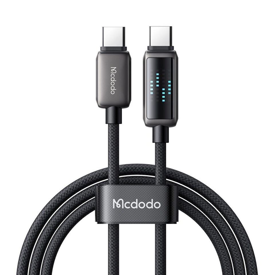 Mcdodo Ca-4250 100W Type-C To Type-C Şarj Hız Göstergeli Şarj Ve Data Kablosu - 1.2 M Siyah