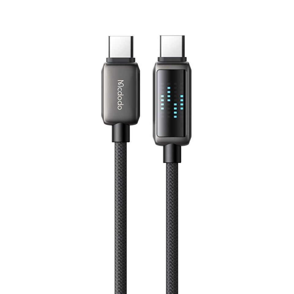 Mcdodo Ca-4250 100W Type-C To Type-C Şarj Hız Göstergeli Şarj Ve Data Kablosu - 1.2 M Siyah