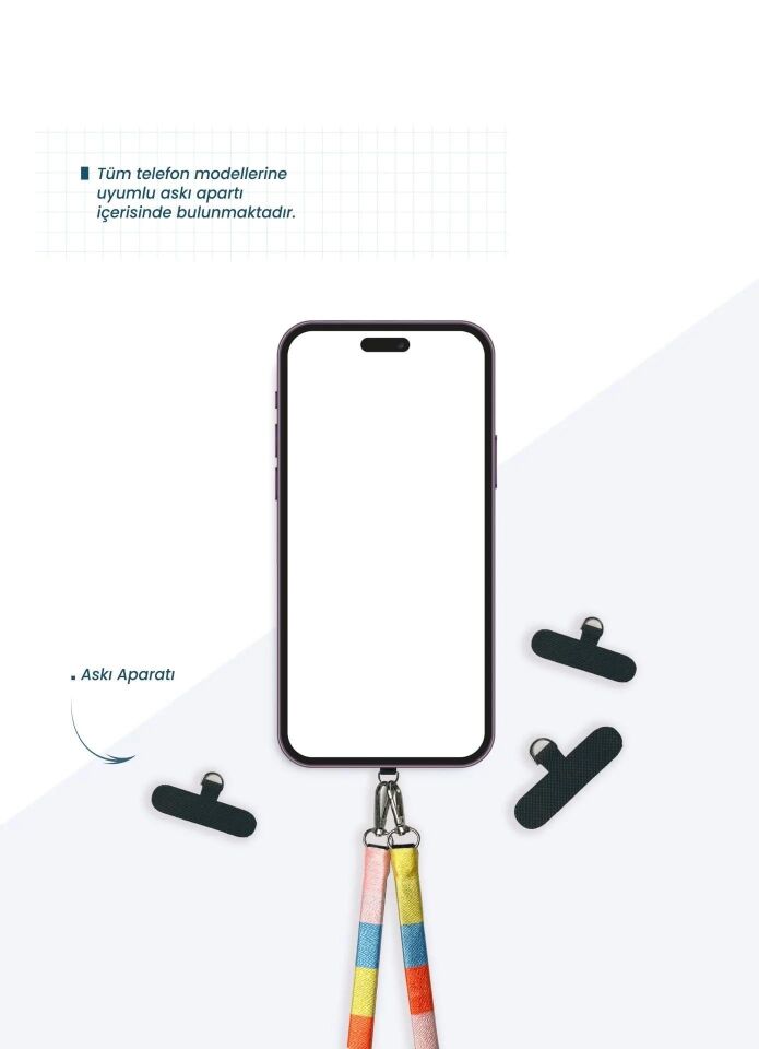 Hippi Ayarlanabilir Yassı Deri Telefon ve Çanta Uyumlu Askı 115 cm-130 cm