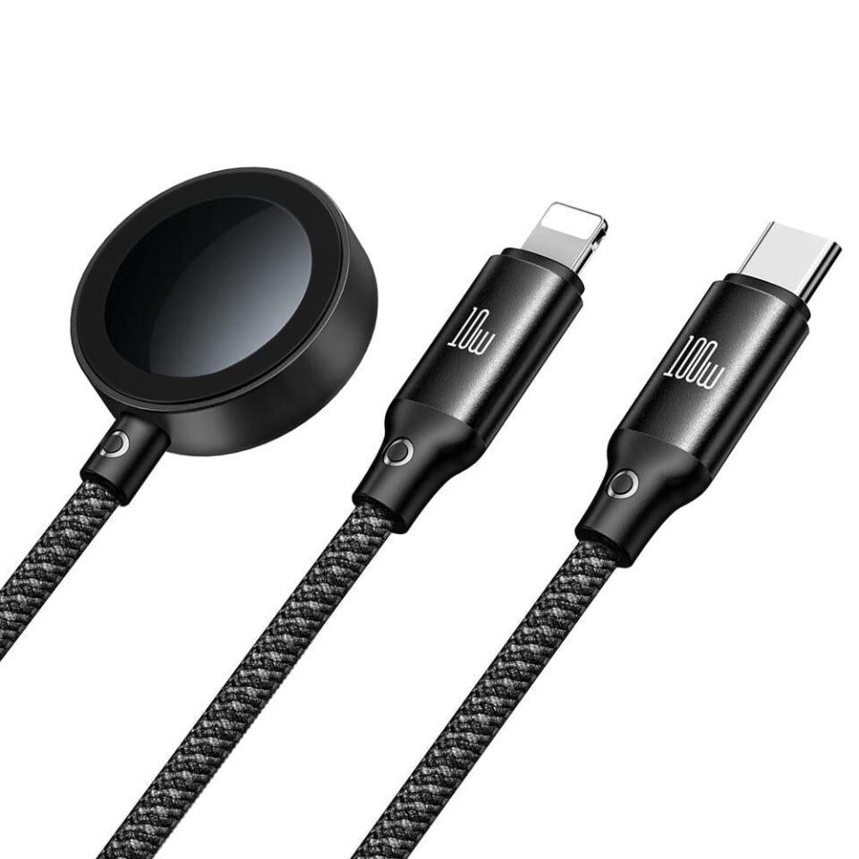 Mcdodo CA-4940 100W 3in1 (Type-C, Lightning Ve Apple Watch) Çoklu Şarj Kablosu