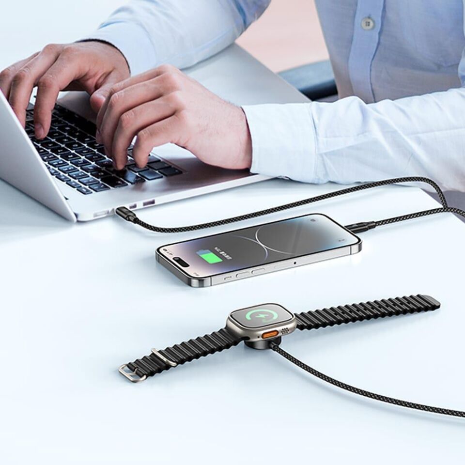 Mcdodo CA-4940 100W 3in1 (Type-C, Lightning Ve Apple Watch) Çoklu Şarj Kablosu